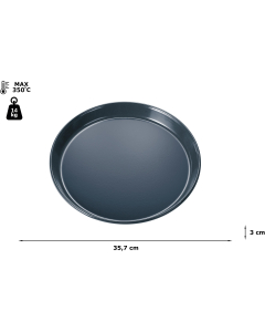 Pizza bakplaat geschikt voor ovens - Geëmailleerde grijs - Ø 35 cm - Hoogte ca. 3 cm 00577346 - HEZ617000W