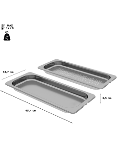 Set van 2 gastronormcontainers, 35 x 454 x 187 mm, roestvrijstaal 17007635